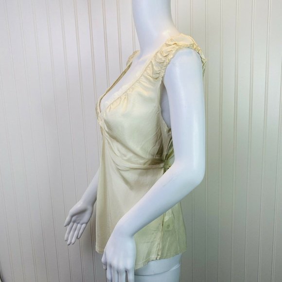 Wyeth by Todd Magill Top Cream Silk Deep V Neck - Picture 2 of 4